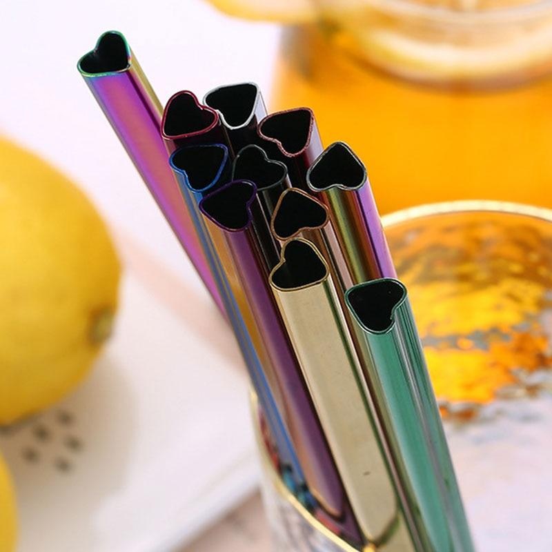 Straw Metal Straw Set Heart-shaped Bubble Tea Straws Stainless Steel