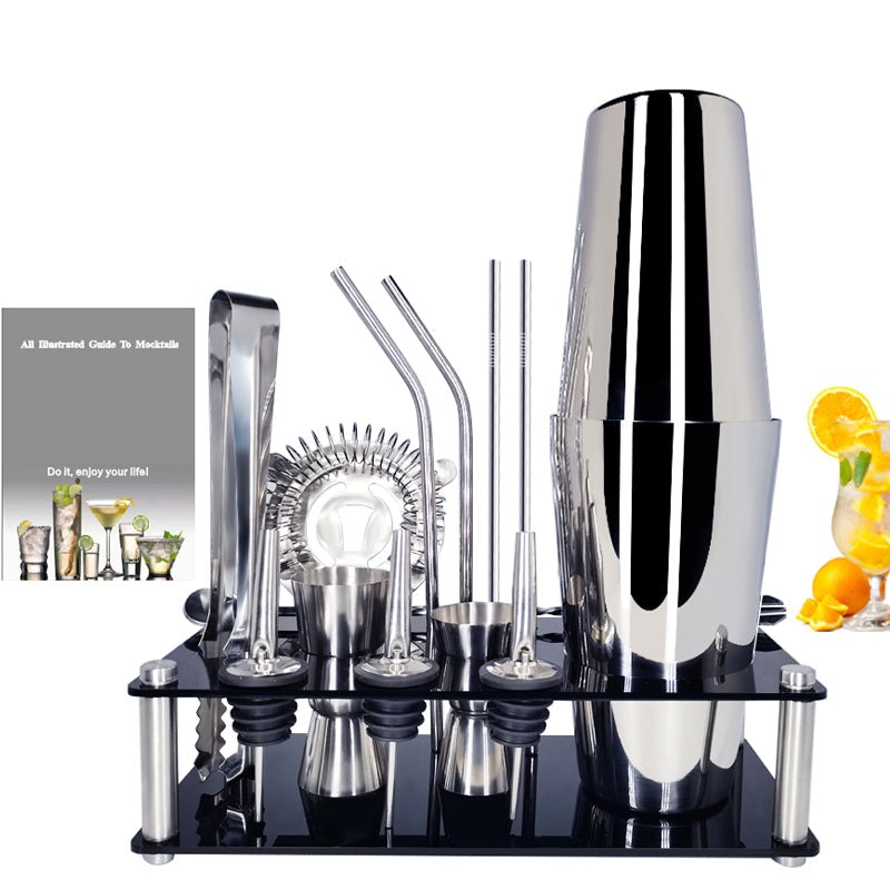 15Pcs Cocktail Shaker Stainless Steel Wine Shaker Mixer Bar