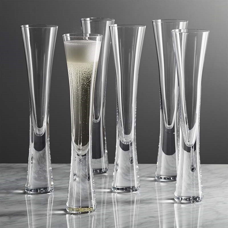 2pcs Wedding Champagne Flutes Glitter Crystal Slim Waist Wine Glass