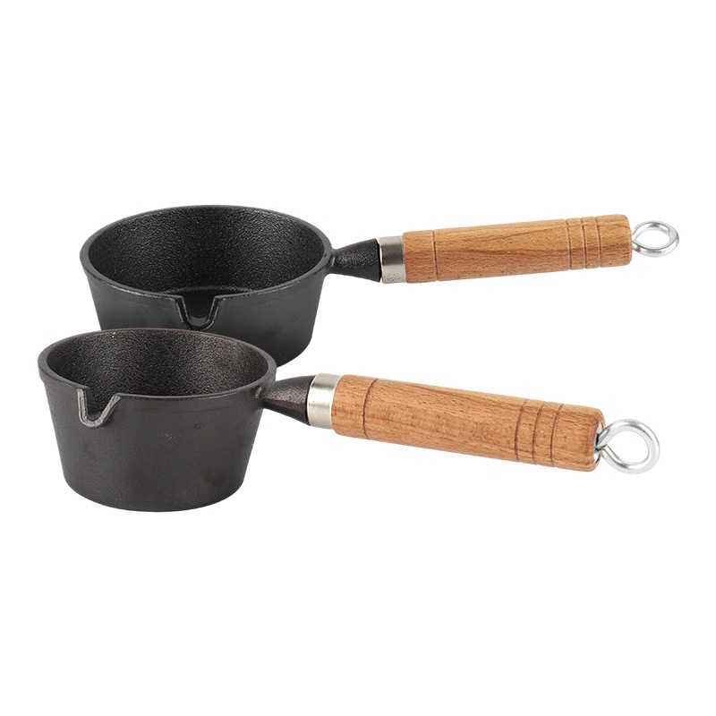 Cast Iron Nonstick Frying Flat Bottom Omelette Pan with Wooden Handle