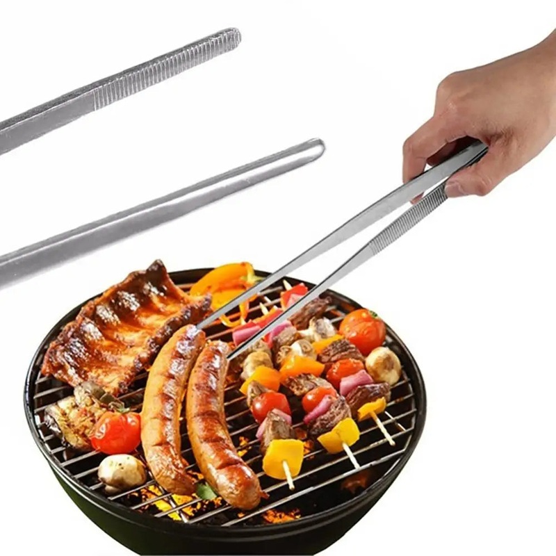 Long Kitchen Tweezer Stainless Steel Food Tongs Straight Tweezer