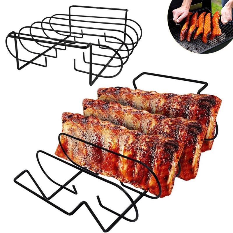 Non-stick Bbq Rib Rack Stand Barbecue Steaks Racks Stainless Steel
