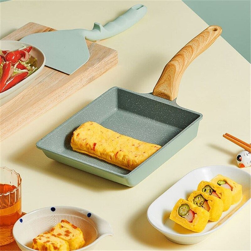 Non Stick Green Frying Pan Japanese Omelettes Aluminum Alloy Pan