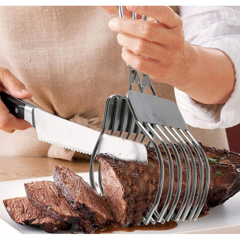 Stainless Steel Roast Cutting Tongs Meat Tongs Kitchen Safety Gadget
