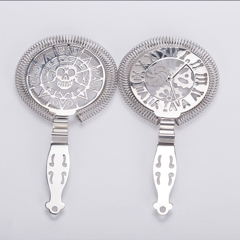 Stainless Steel Skull And Mechanical Watch Bar Cocktail Strainer