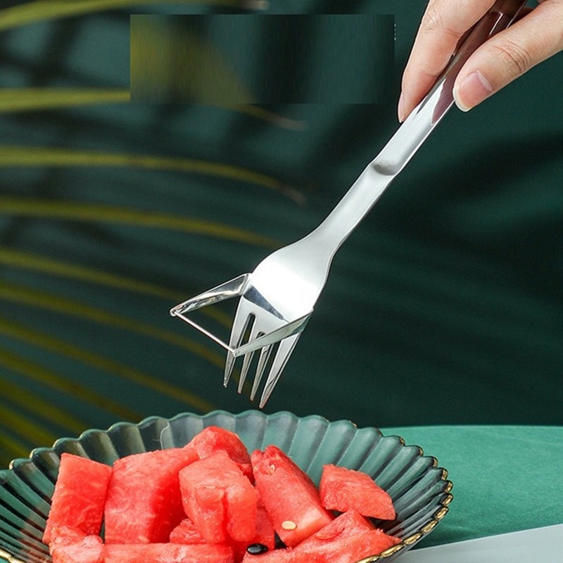 Watermelon Slicer with Fork Durable Watermelon Cutter Stainless Steel