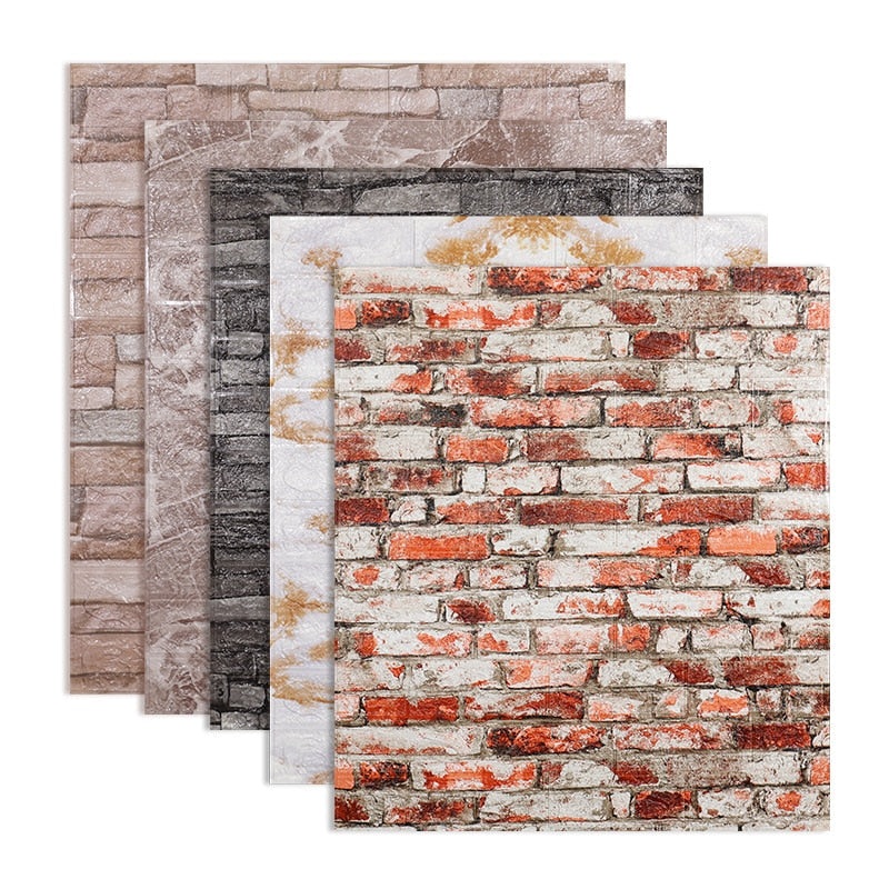 10pcs 3D Brick Wall Sticker Waterproof Self-Adhesive Wall Sticker