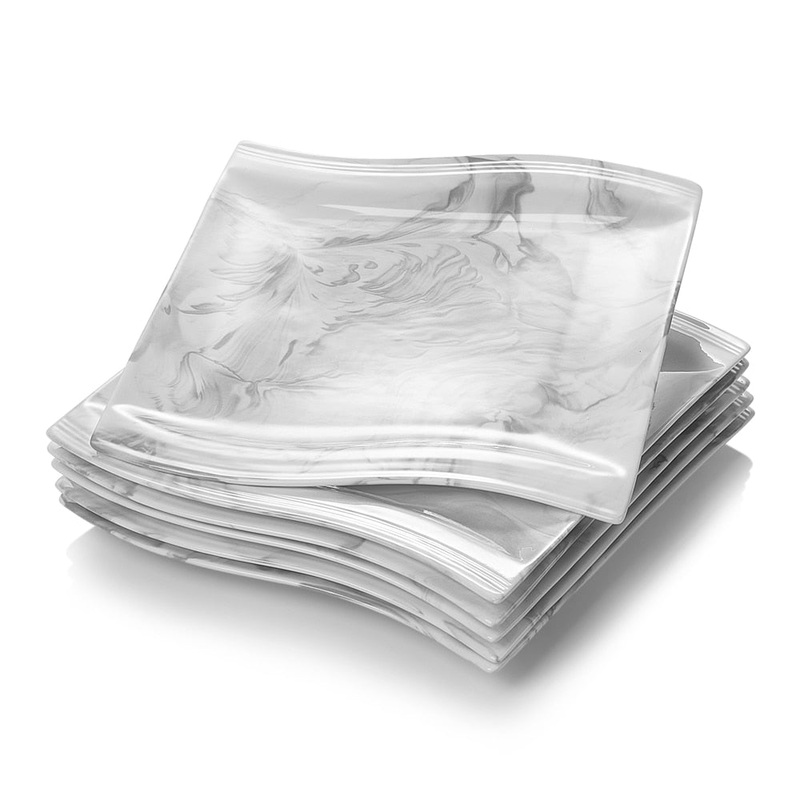6pcs or 12pcs Marble Porcelain Ceramic Dinner Elegant Plates Set
