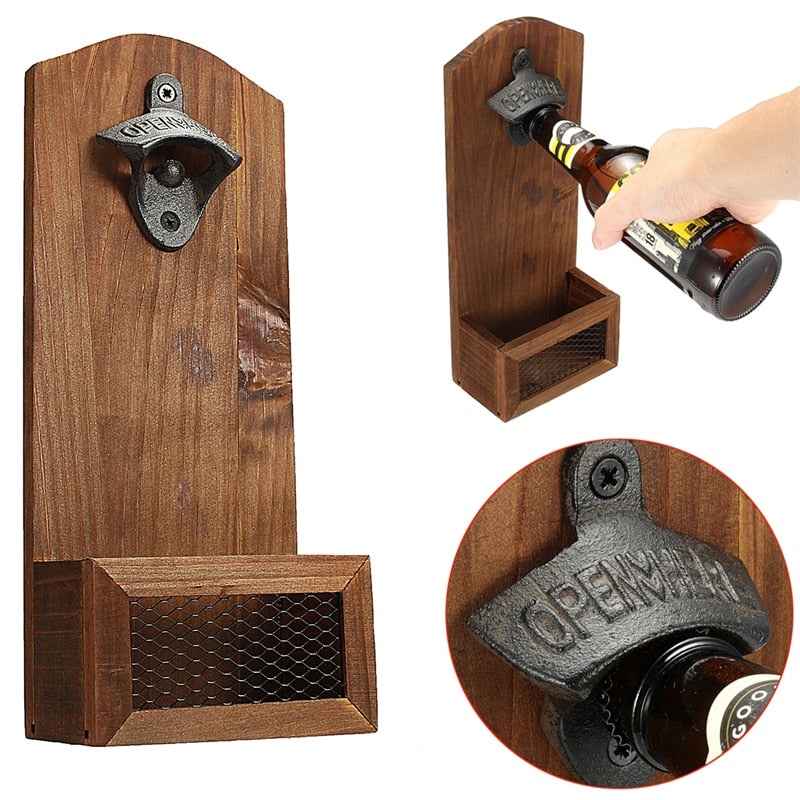 Commercial Vintage Bottle Opener Wall Mounted Bar Glass Bottle Opener