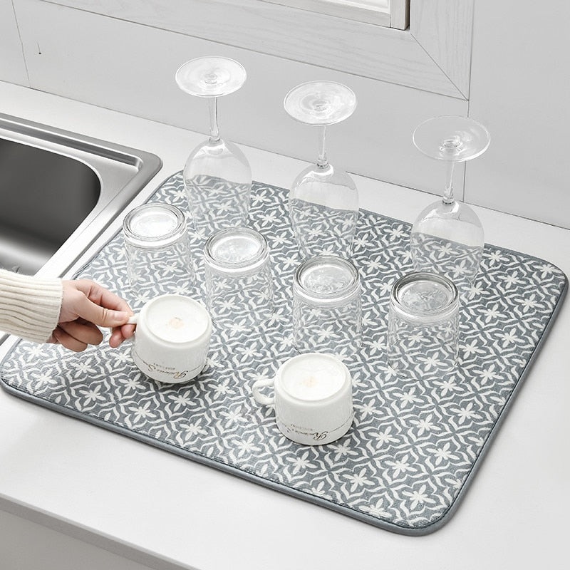 Kitchen Drying Mat Cups Dishes Cutting Board Absorbent Placemat