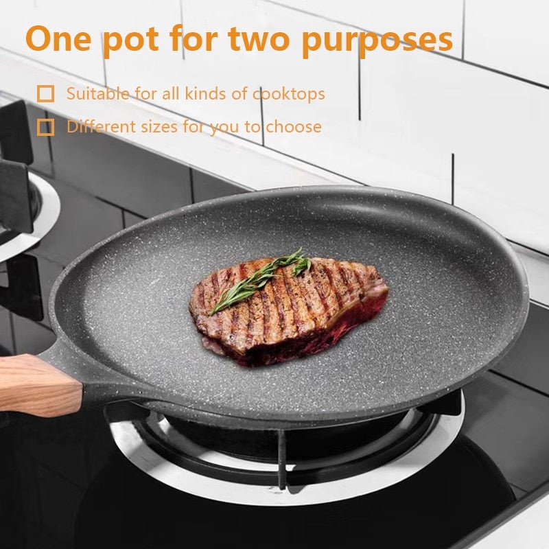 Pan Crepe Pancake Pan Nonstick Frying Pot with Wooden Handle Saucepan