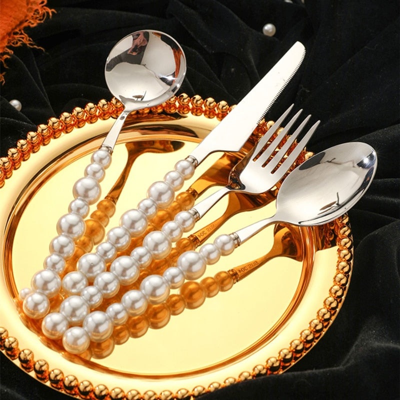 Pearl Cutlery Set Stainless Steel Creativity Flatware Cutlery Set
