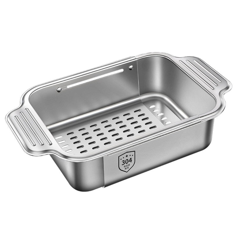 Sink Drain Basket Expandable Stainless Steel Drying Rack Organizer