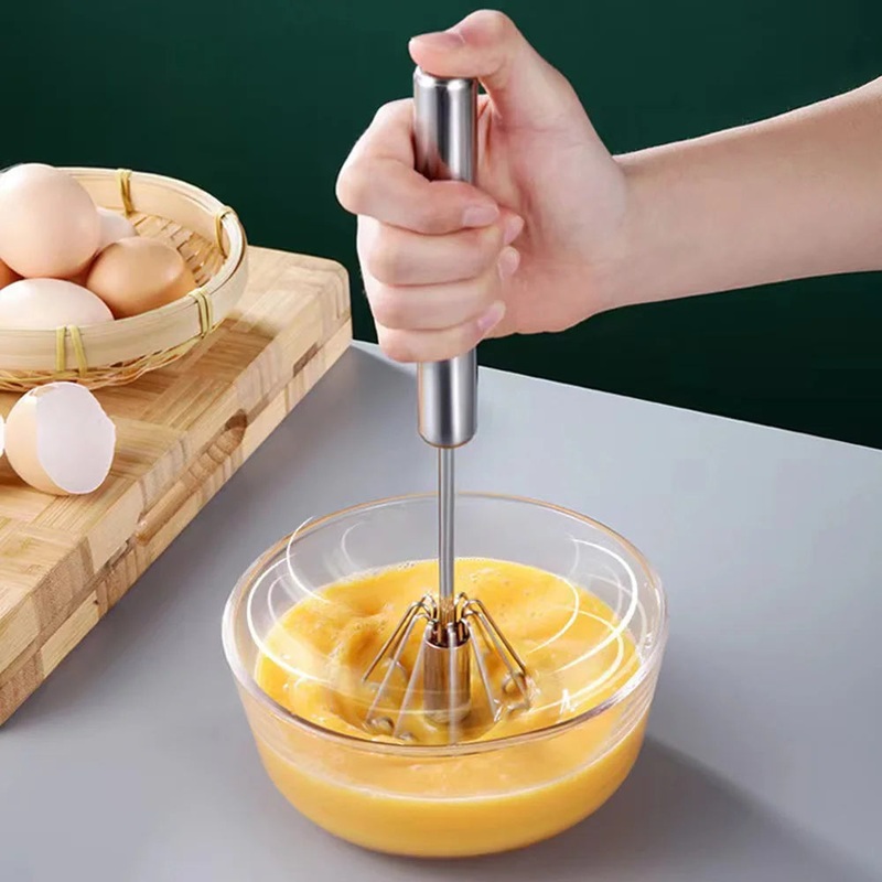 Semi-automatic Egg Beater Stainless Steel Whisk Press Type Egg Beater