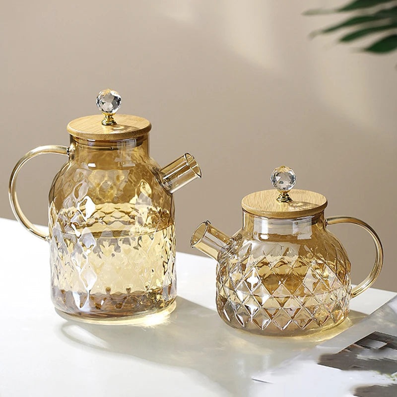 Diamond Texture Surface Glass Kettle Heat-resistant Thicken Glass