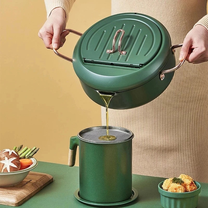 Frying Pot Stainless Steel Induction Temperature Control Mini Fryer Pan