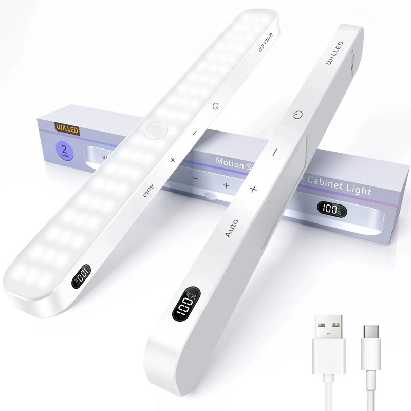 Motion Sensor Cabinet Light Battery Display 60 LED Touch Light Bar