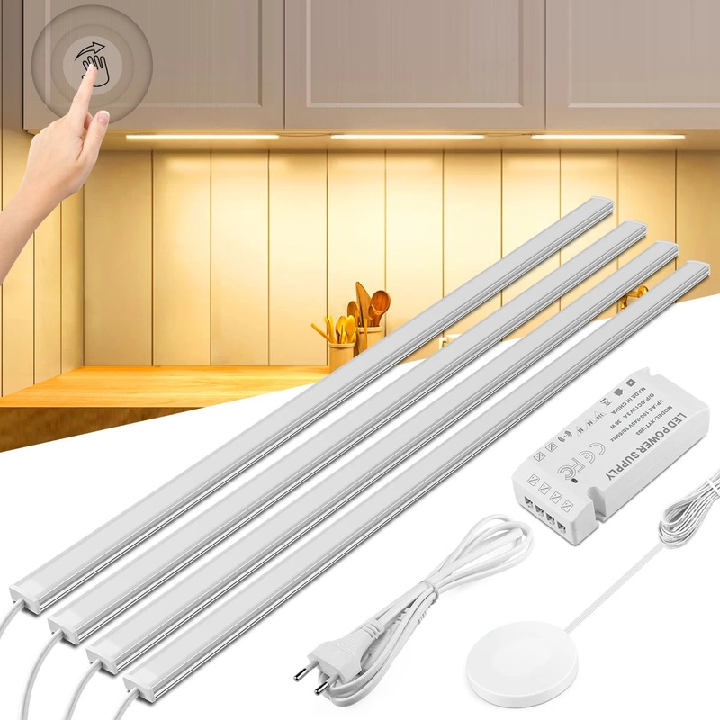 Motion Touch Sensor LED Lights Wireless Light Penetrable Wood Aluminum Bar