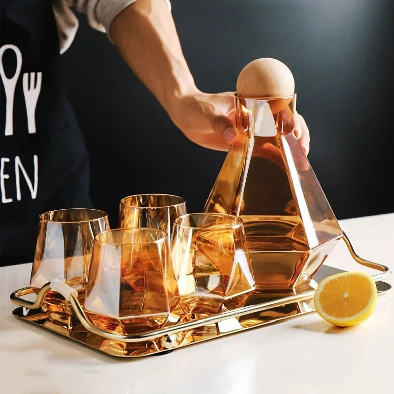 Nordic Prismatic Glass Carafe with Wooden Lid