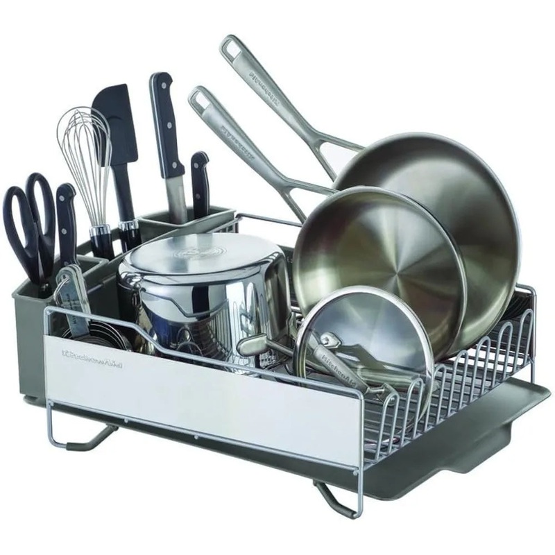 Rust Resistant Dish Rack with Self Draining Angled Drain Board