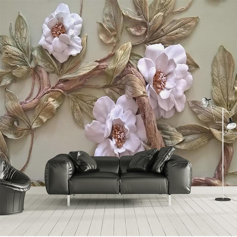 3D Stereoscopic Flowers & Tree Background Wallpaper
