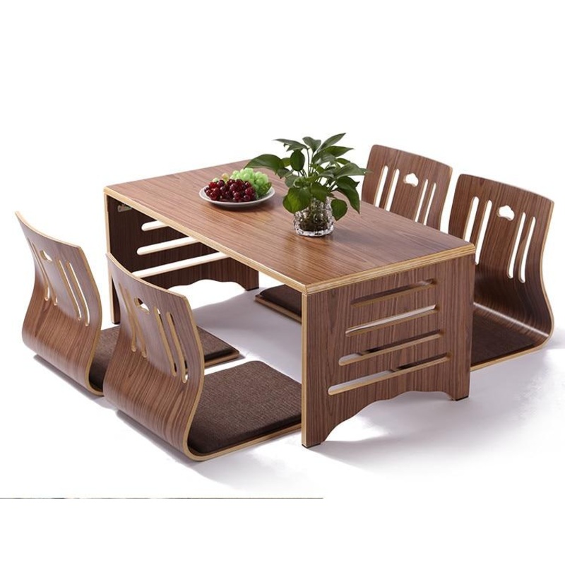 5 Pcs Set Modern Low Floor Legs Wooden Table Stylish Furniture