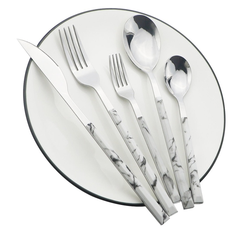 Stainless Steel Dinnerware Set Imitation Wood Marble Handle Set