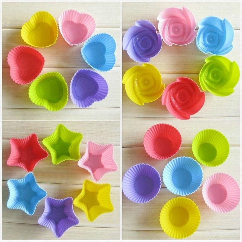 6pcs Muffin Cake Reusable Silicone Baking Cup