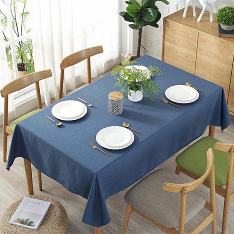 Multi-Color Solid Decorative Linen Tablecloth
