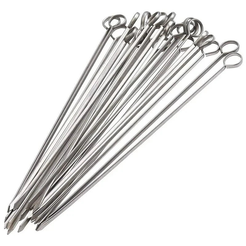 12" Stainless Steel Grilling BBQ Meat Skewers Grilling BBQ Tools 12pcs