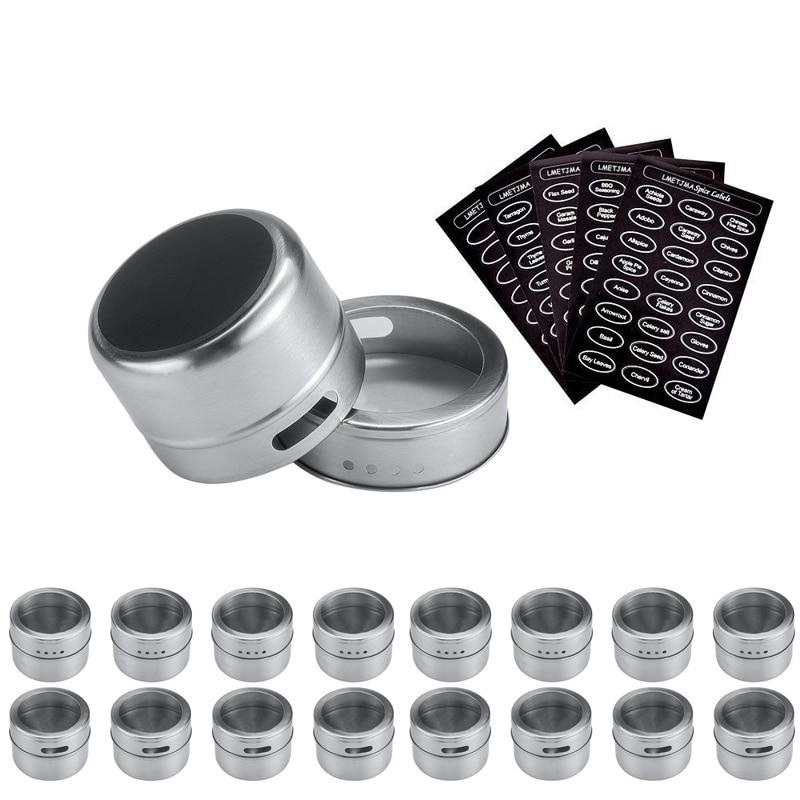 16pcs Magnetic Spice Jar Set With Stickers