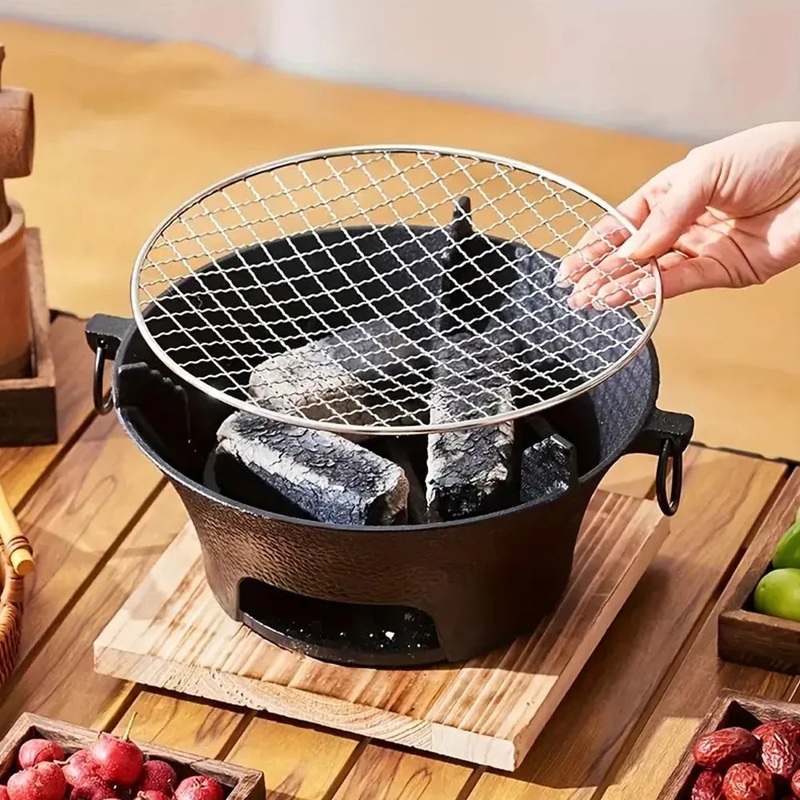 Stainless Steel BBQ Grill Tabletop Cast Iron Charcoal Grill Stove