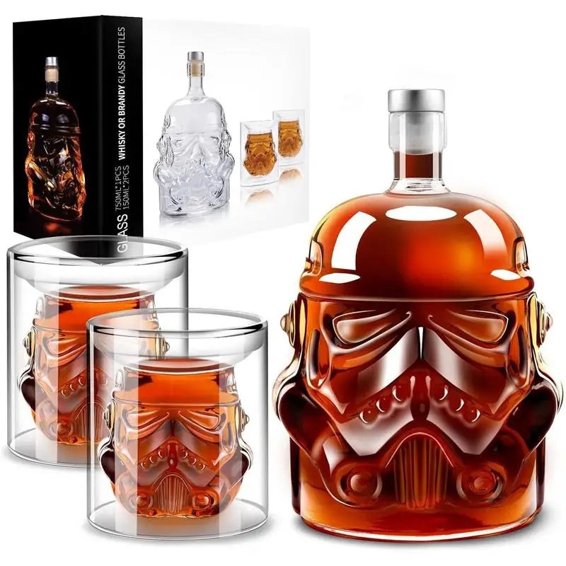 3pcs Creative Whiskey Decanter with 2 Counts Glasses Bar Utensil