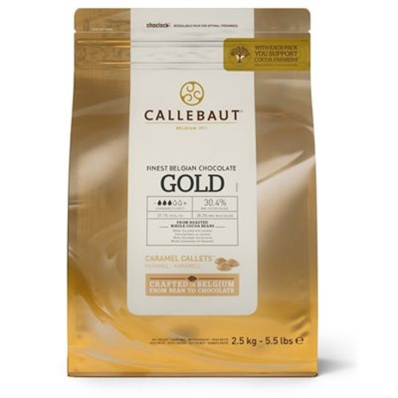 Gold Caramel Callets  30.4% By Callebaut 5.5 lb