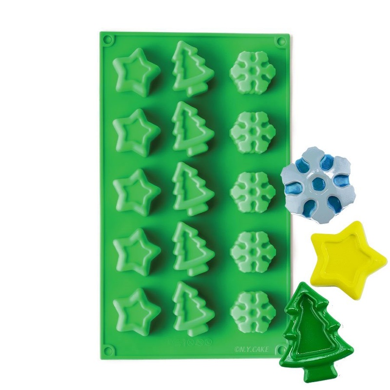 Snowflake, Tree and Star Silicone Novelty Bakeware