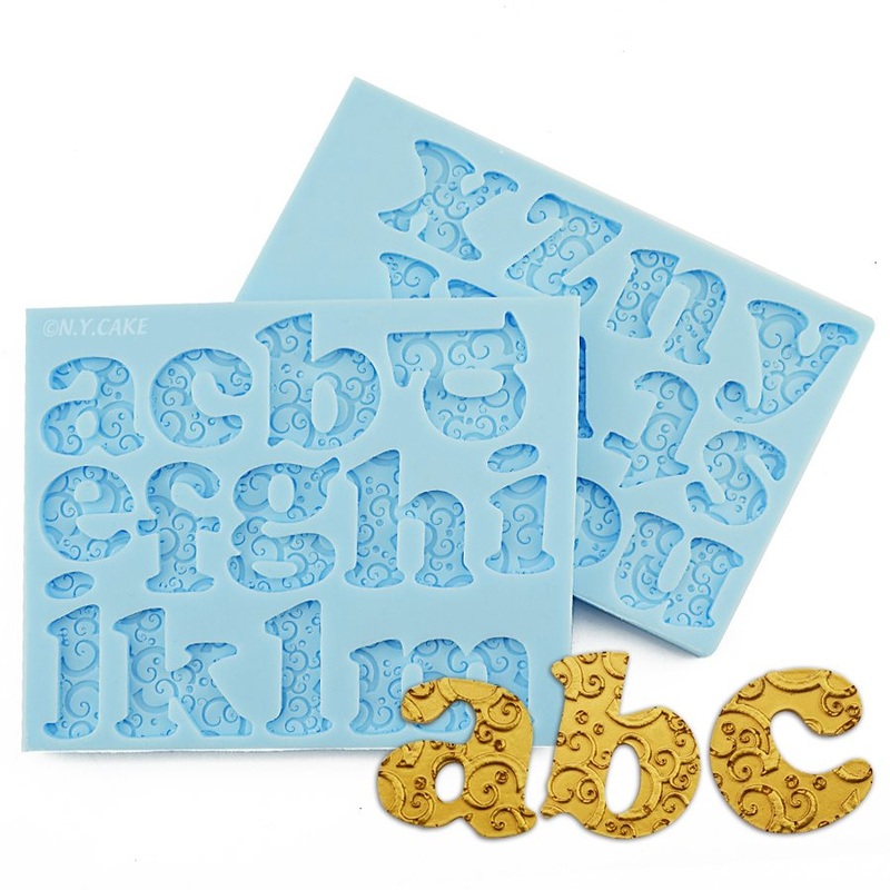Romantic Swirl Lowercase Alphabet Letters Silicone Mold