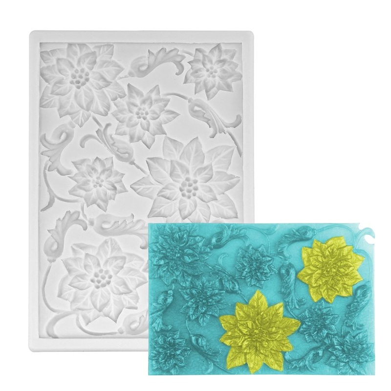Large Poinsettia Bloom Cluster Silicone Mold