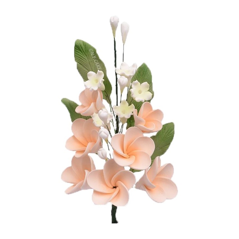 Peach Plumeria Spray Sugar Flowers