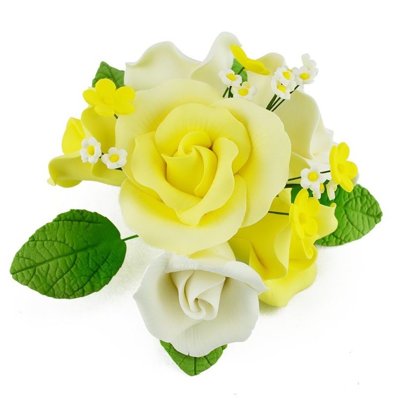 Yellow Garden Rose Bouquet Sugar Flowers