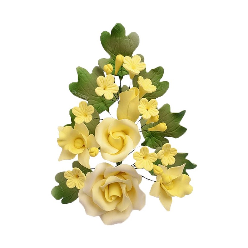Yellow Rose Spray Sugar Flowers