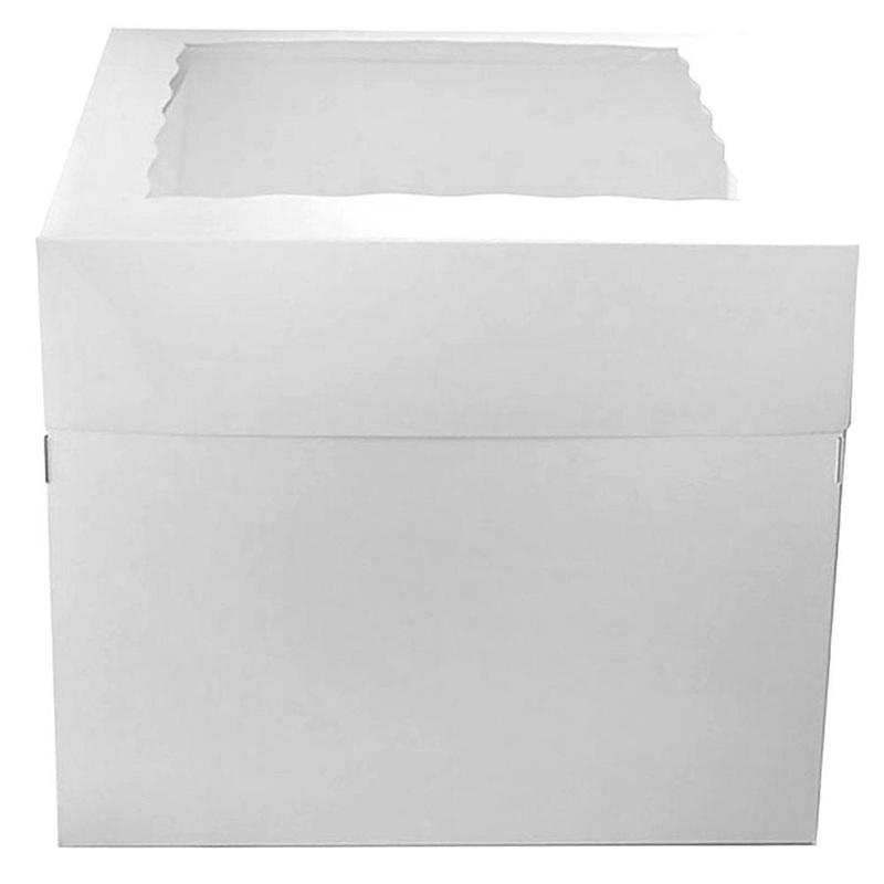 12x12x10 White Cake Box w/ Window, 2 piece