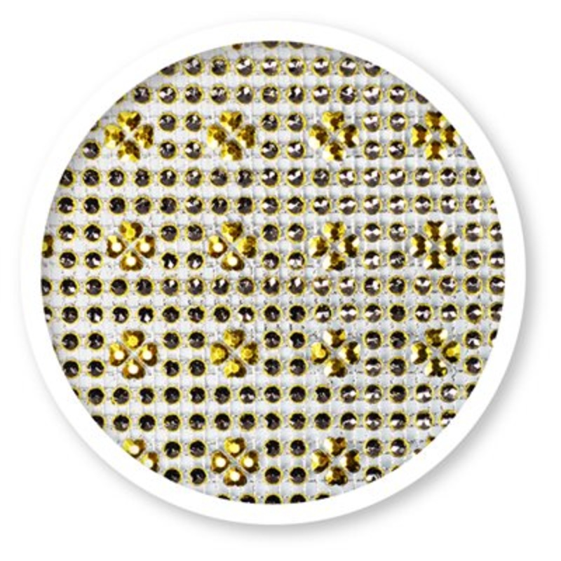 Gold Flower Rhinestone Cake Bling 10 Yards