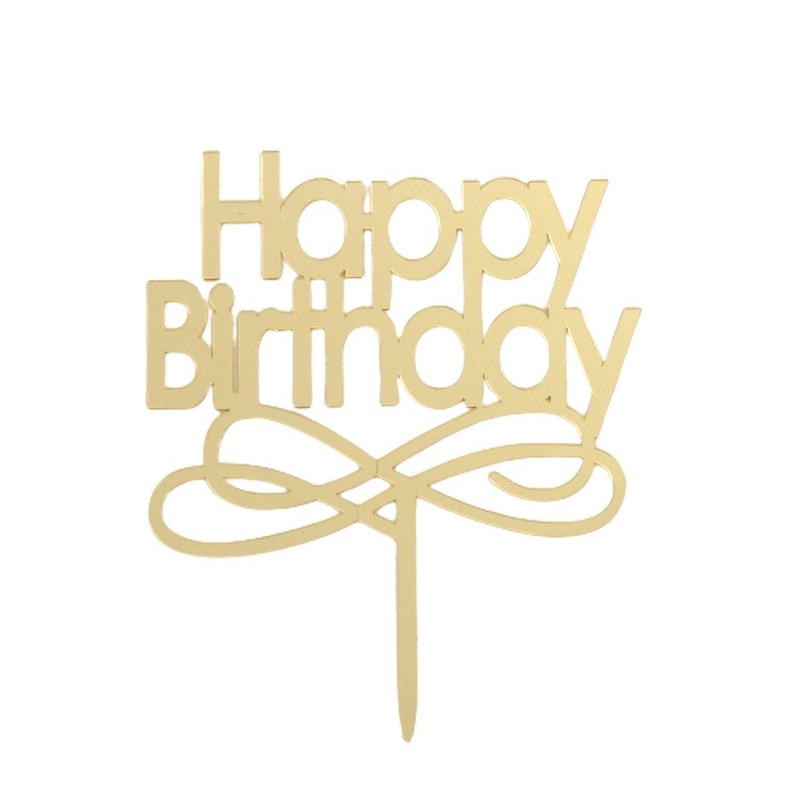 Happy Birthday Cake Topper (Gold)