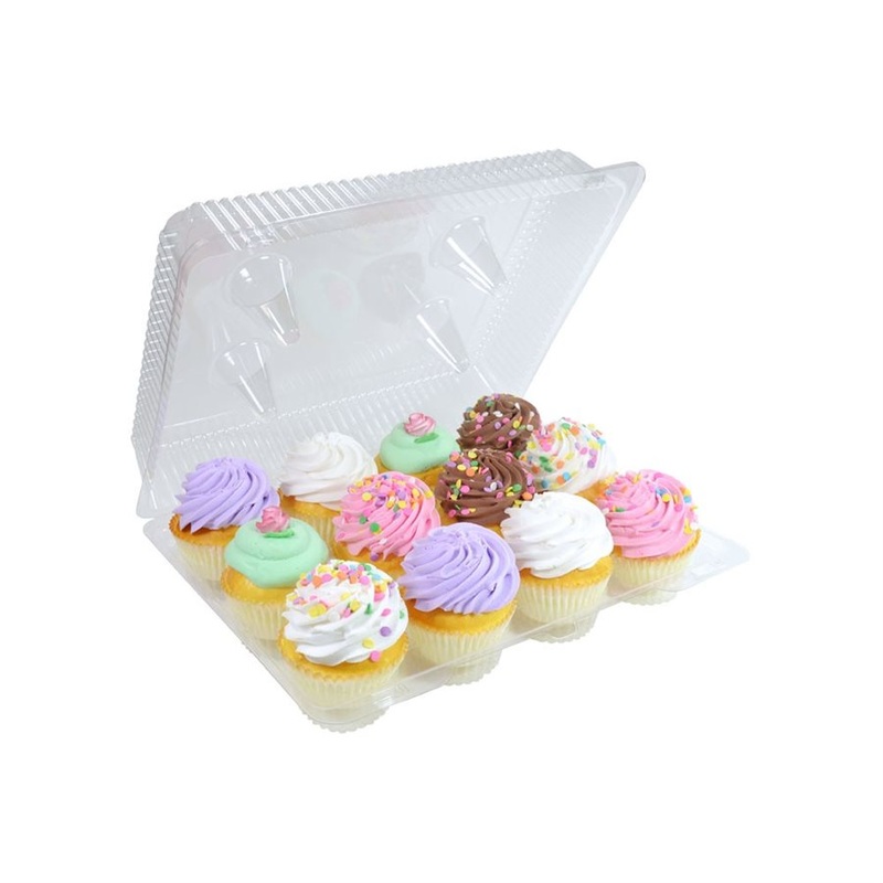 Standard Cupcake Box Clear 12 Cavity Hinge