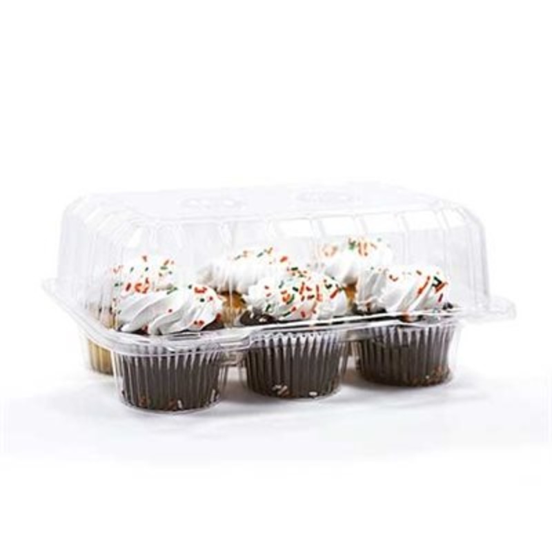 Standard Cupcake Box Clear 6 Cavity Hinge