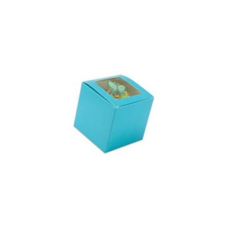 Blue Cupcake Box 3" x 3" x 3" w/ Square Window