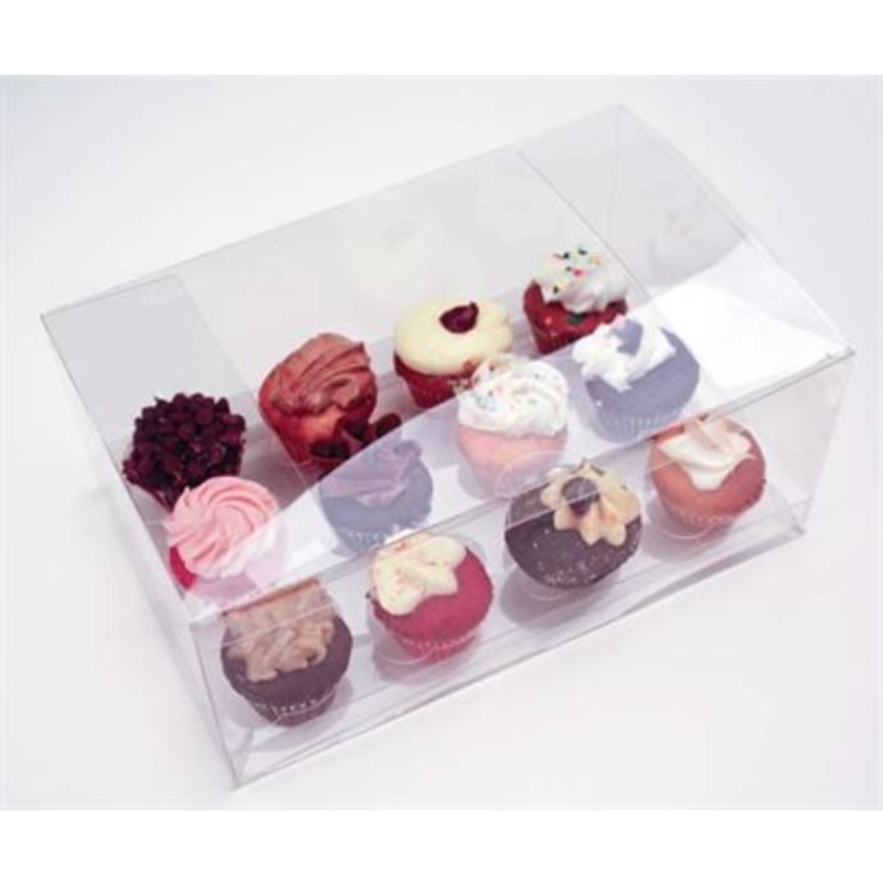Clear Mini Cupcake Box Holds 12 w/ Insert