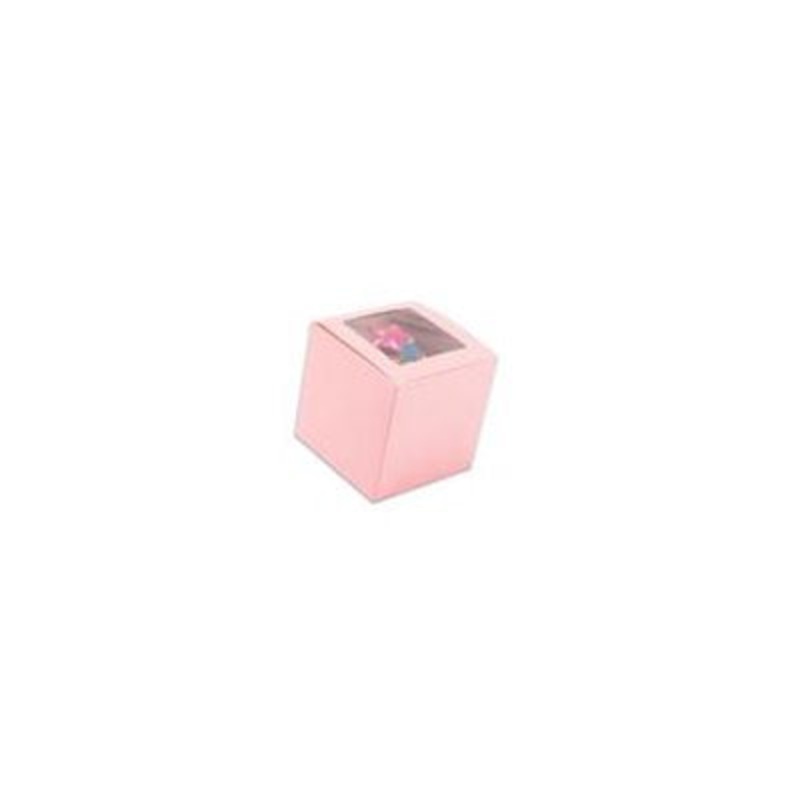 Light Pink Cupcake Box 3" x 3" x 3" w/ Square Window