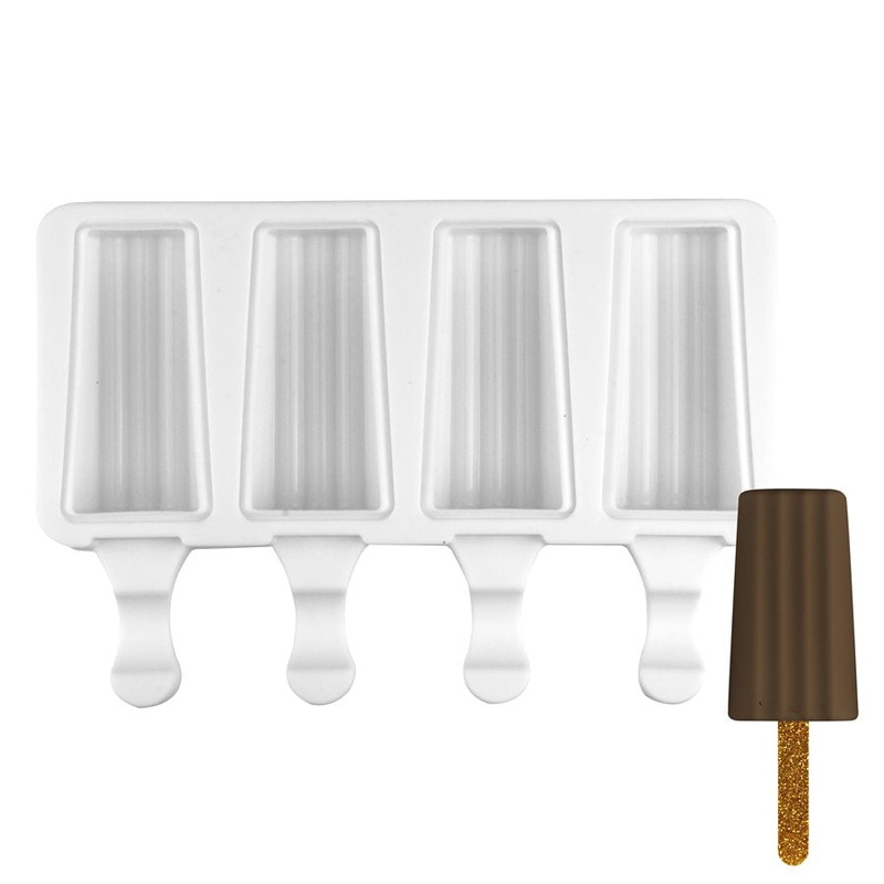 Silicone Mold for Cakesicles and Ice Cream Pop, "Classic Ridged Bar" - 4 Cavity