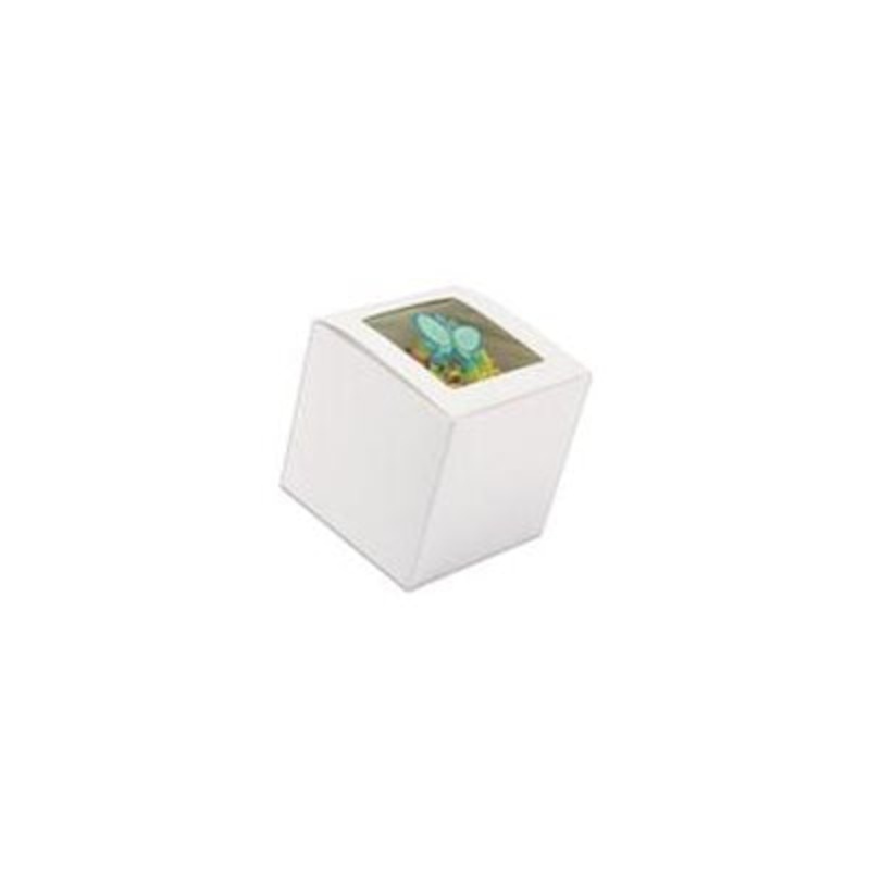 White Cupcake 4" x 4"x 4" w/ Square Window